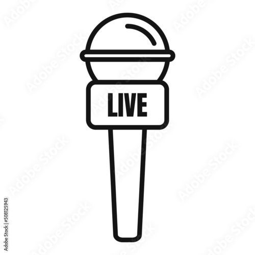 Live microphone icon outline vector. Camera press
