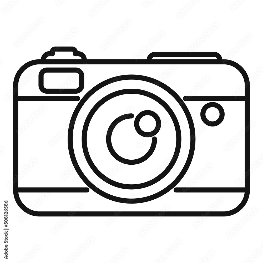 Camera icon outline vector. Interview crew Camera icon outline vector. Interview crew