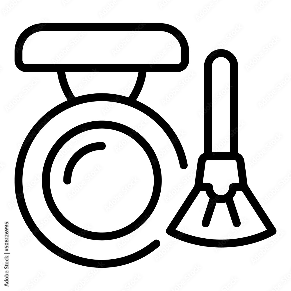 Brush with mirror icon outline vector. Makeup cosmetic. Eye tool