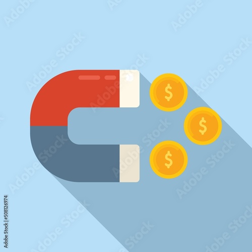 Monetization magnet icon flat vector. Mobile strategy