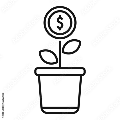 Monetize plant icon outline vector. Media increase