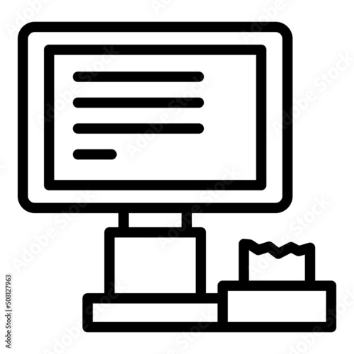 Pos machine icon outline vector. Cash register. Store screen