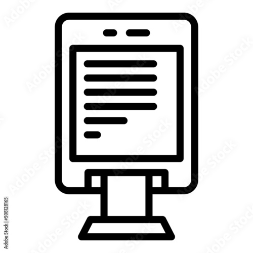 Receipt cash register icon outline vector. Machine pos. Store screen