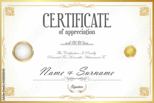 Certificate or diploma retro vintage template 