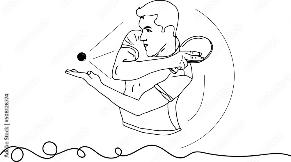 Table Tennis player logo, Ping pong player vector, sketch drawing of