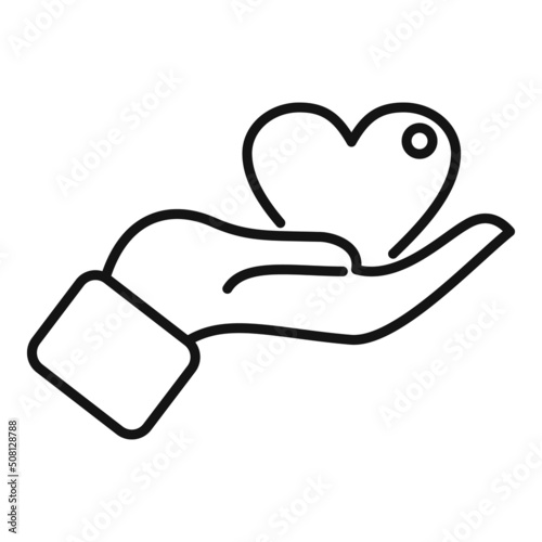 Take care of heart icon outline vector. Heart help