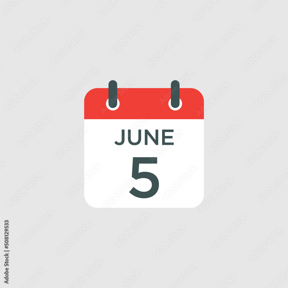 calendar - June 5 icon illustration isolated vector sign symbol calendar - June 5 icon illustration isolated vector sign symbol