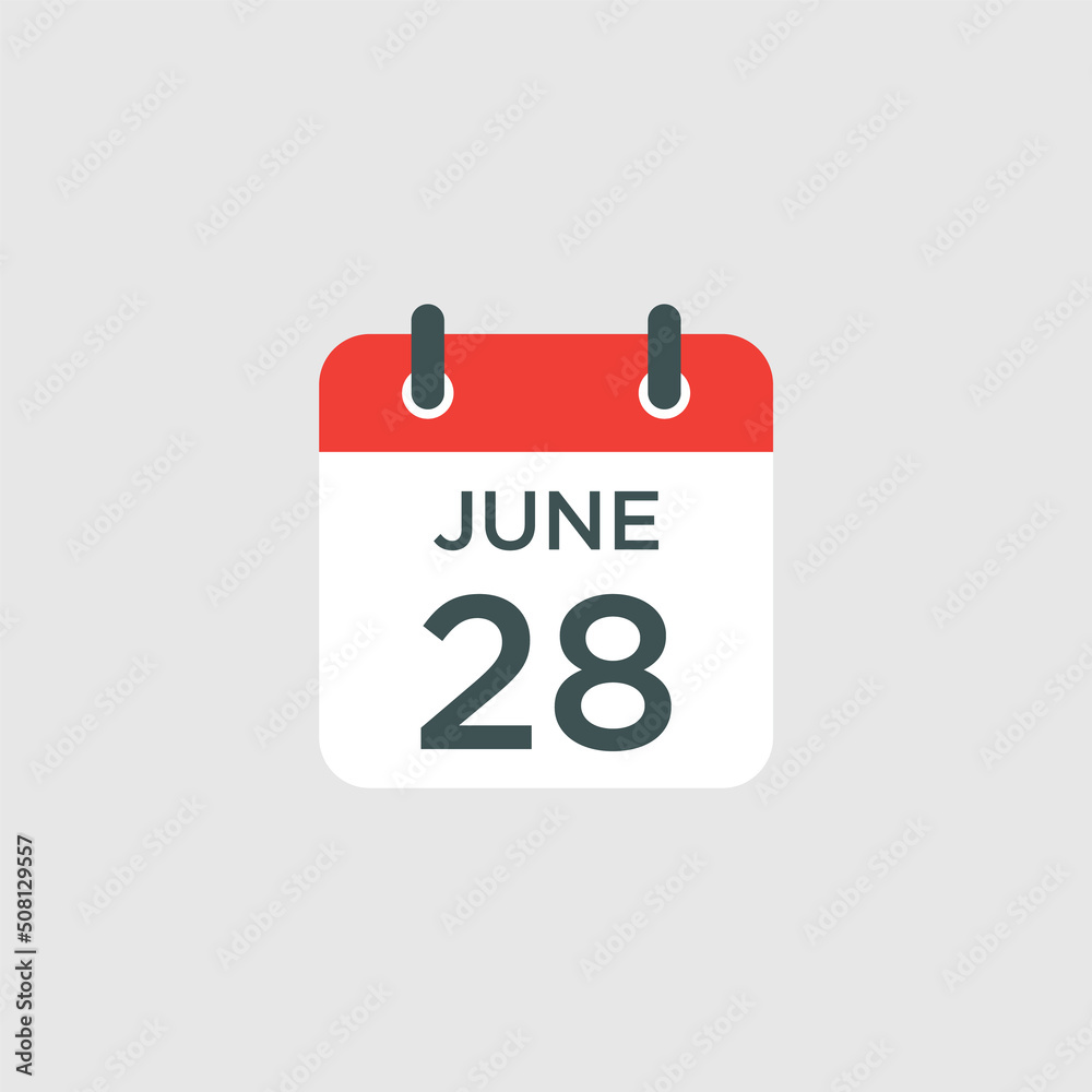 calendar - June 28 icon illustration isolated vector sign symbol calendar - June 28 icon illustration isolated vector sign symbol