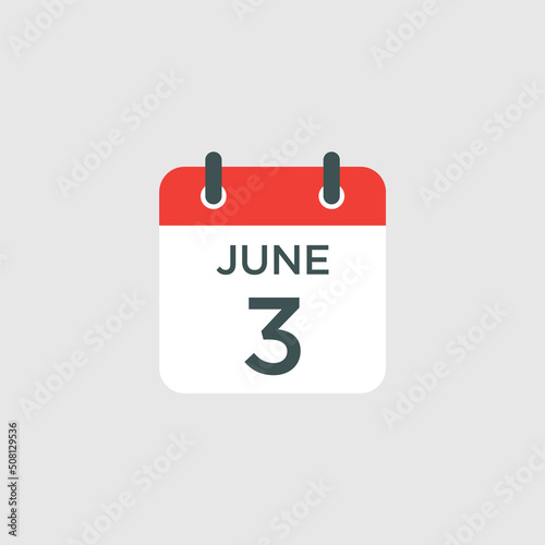 calendar - June 3 icon illustration isolated vector sign symbol