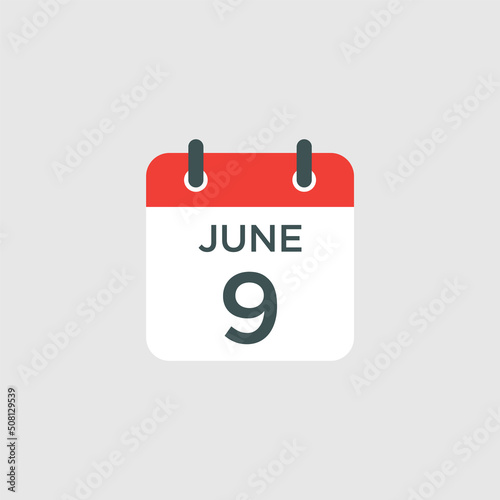 calendar - June 9 icon illustration isolated vector sign symbol