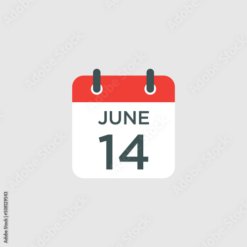calendar - June 14 icon illustration isolated vector sign symbol