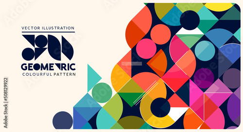 Colourful geometric shapes and pattern background layout. Vector illustration