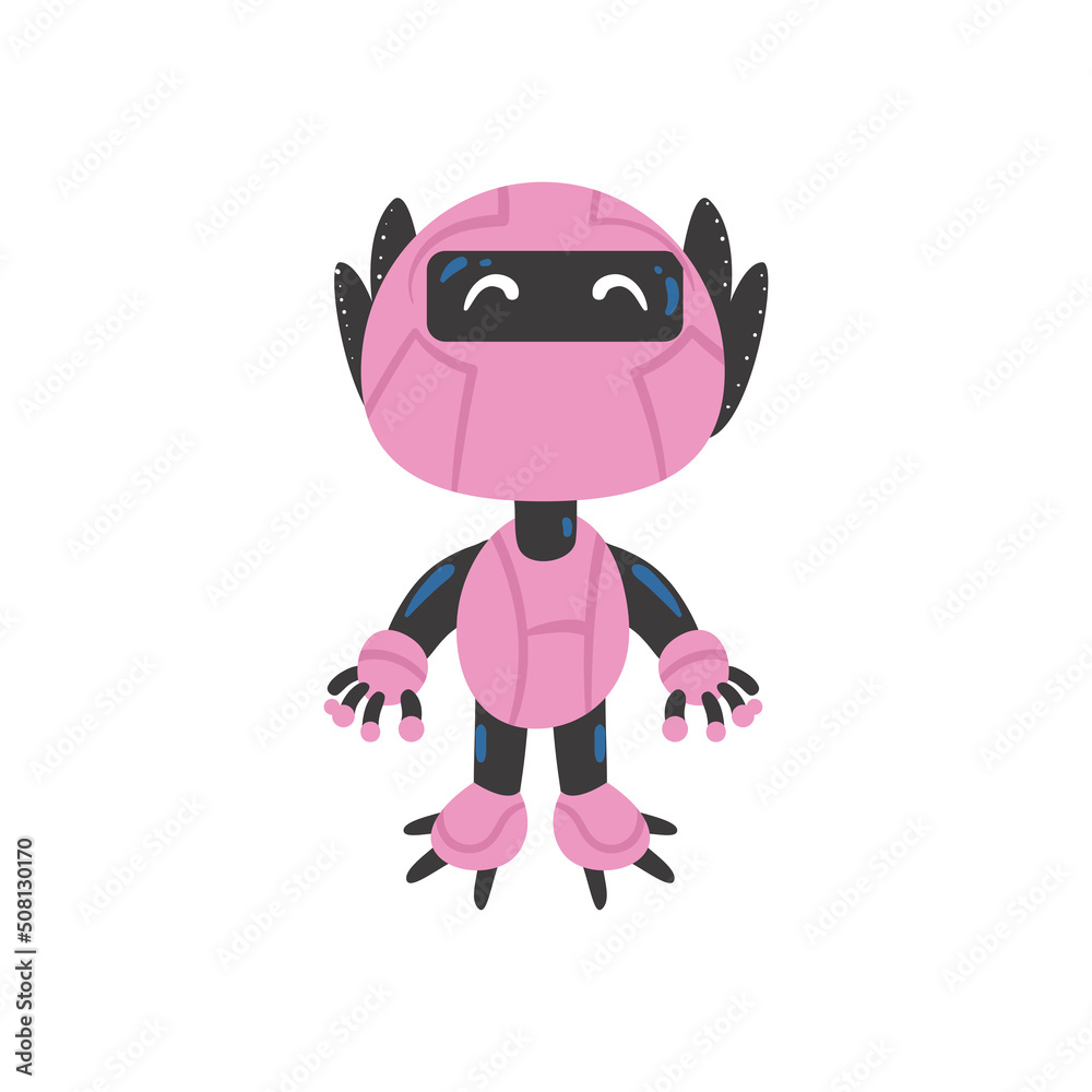 flat small pink robot