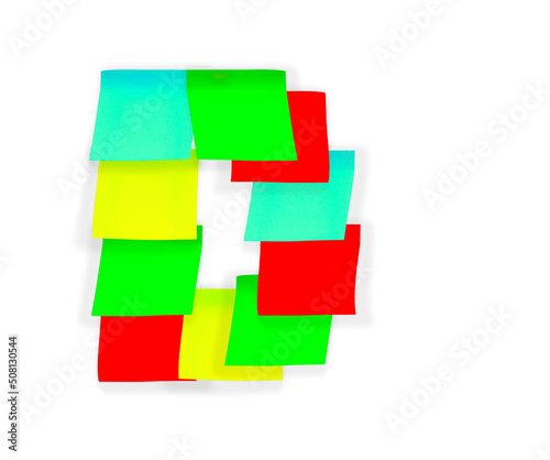 Letter D made of adhesive stationery stickers