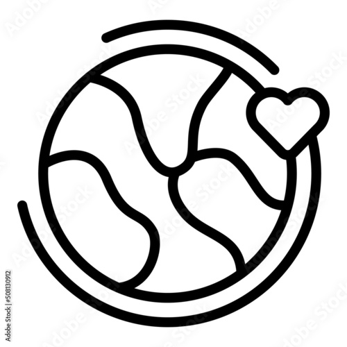 Global generosity icon outline vector. Heart love. Social team