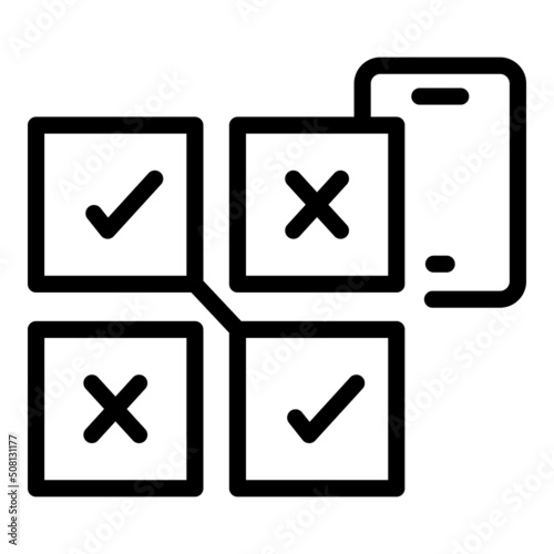 Alert choice icon outline vector. Interview survey. Text quiz