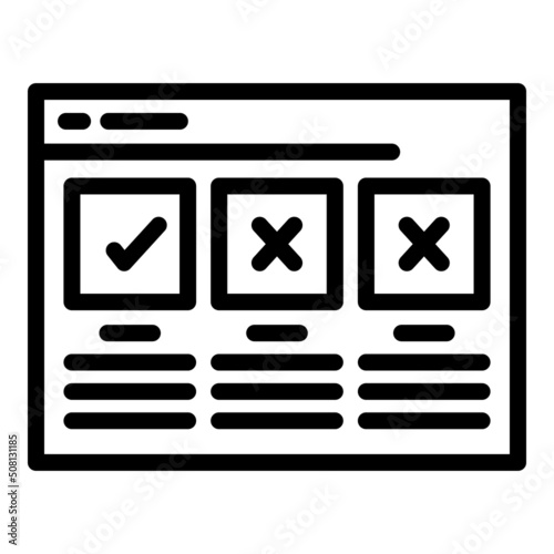 Web quiz icon outline vector. Exam competition. Game question