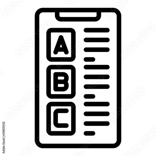 Abc phone quiz icon outline vector. Trivia exam. Show poster