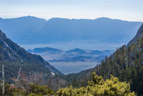 distant valley landscape in the mountains