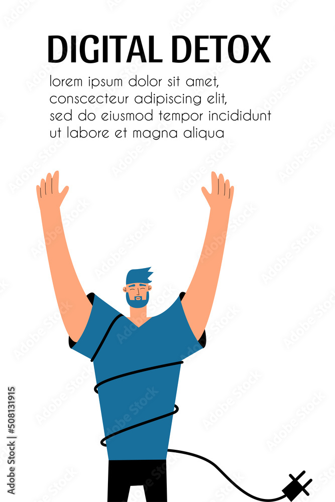 The concept of digital detox.Vector illustration in flat style. The concept of digital detox.Vector illustration in flat style.