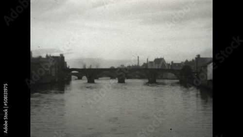 The Auld Brig of Ayr 1934 - Views of the Auld Brig of Ayr, The Old Bridge of Ayr, in Ayr, Scotland in 1934. photo