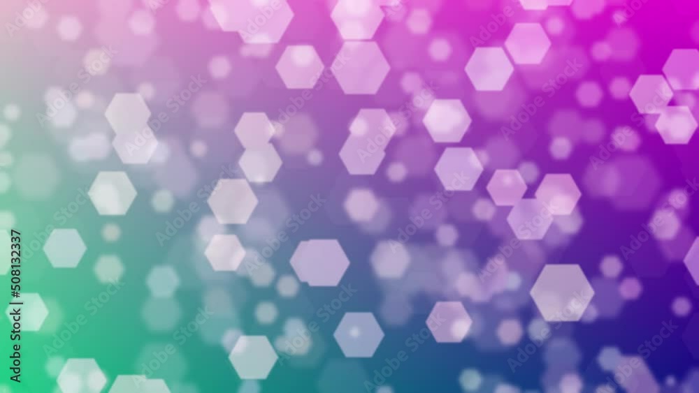 Motion graphics. pink and dark blue abstract defocused background, hexagon shape bokeh spots