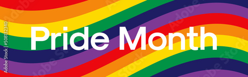 Pride Month Banner Vector. LGBTQ Pride Flag Rainbow Background with Wavy Pattern.