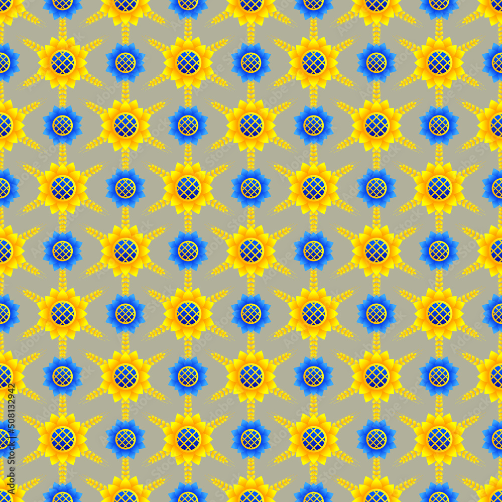 Seamless floral pattern based on Ukrainian embroidery on beige background. Vector stylized ornament in Ukrainian style. Seamless floral pattern based on Ukrainian embroidery on beige background. Vector stylized ornament in Ukrainian style.