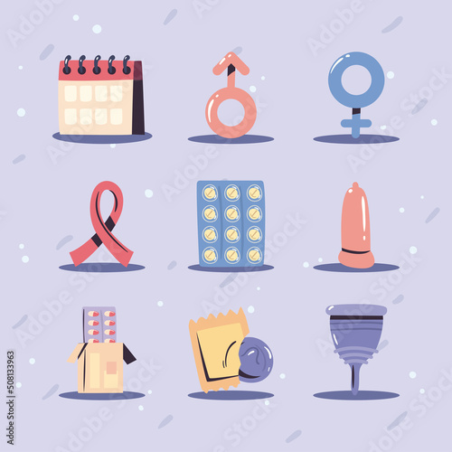 flat sexual health icons