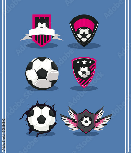 six soccer emblems