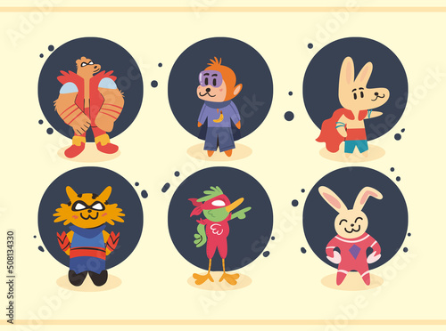six flat super animals