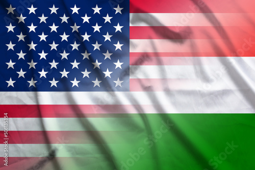 USA and Hungary state flag transborder contract HUN USA