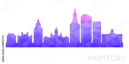 Hartford  CT  USA Low Poly Skyline Clip Art City Design. Geometric Polygon Graphic Horizon Icon. Vector Illustration Symbol.