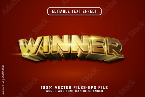 winner 3d text effect with golden style premium vectors