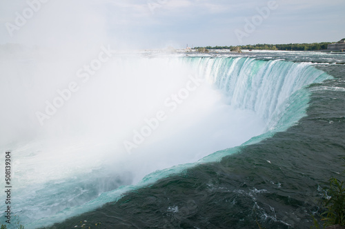 Dramatic Horseshoe at Niagara Falls seen from the Canadian side.