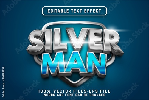 silver man 3d text effect premium vectors