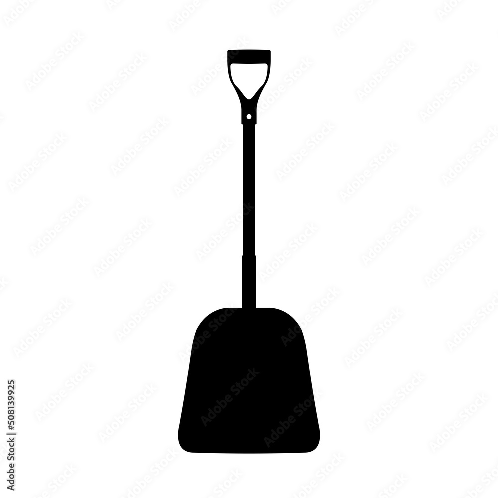 Shovel Silhouette. Black and White Icon Design Element on Isolated White Background Shovel Silhouette. Black and White Icon Design Element on Isolated White Background
