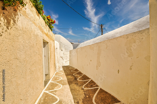 Stone path in Kastro village, Sikinos photo