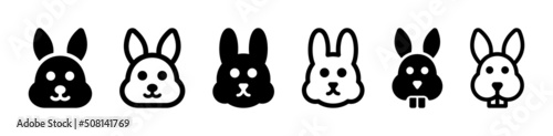 Rabbit icon set isolated on white background. Animal face vector illustration.