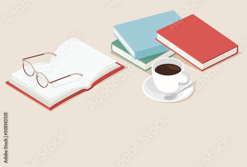 本と眼鏡とコーヒー