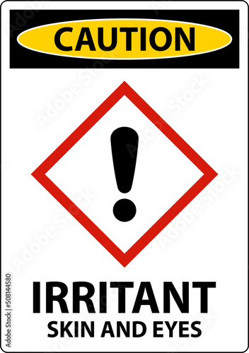 Caution Irritant GHS Sign On White Background