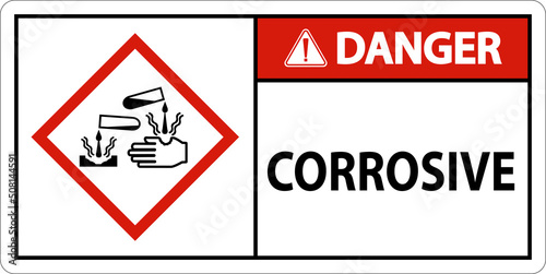 Danger Corrosive GHS Sign On White Background