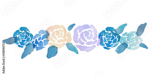 水彩画。水彩画の薔薇イラスト。水彩タッチの薔薇フレーム。Watercolor painting. Watercolor rose illustration. Watercolor touch rose frame.