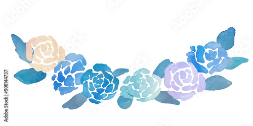 水彩画。水彩画の薔薇イラスト。水彩タッチの薔薇フレーム。Watercolor painting. Watercolor rose illustration. Watercolor touch rose frame.