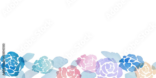 水彩画。水彩画の薔薇イラスト。水彩タッチの薔薇フレーム。Watercolor painting. Watercolor rose illustration. Watercolor touch rose frame.