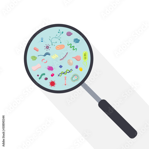 Magnifying Glass Showing Microbiome