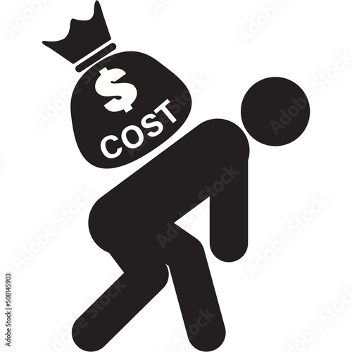 man carry the costs icon on white background. depression alone is estimated to cost sign. flat style.