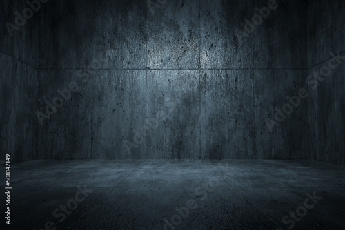 Grunge abstract room with urban metallic background. 3d rendering