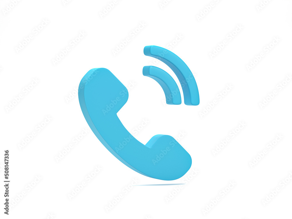 3D rendering, 3D illustration. Minimal phone call symbol on white background. Communication telephone and service support hotline concept. 3D rendering, 3D illustration. Minimal phone call symbol on white background. Communication telephone and service support hotline concept.
