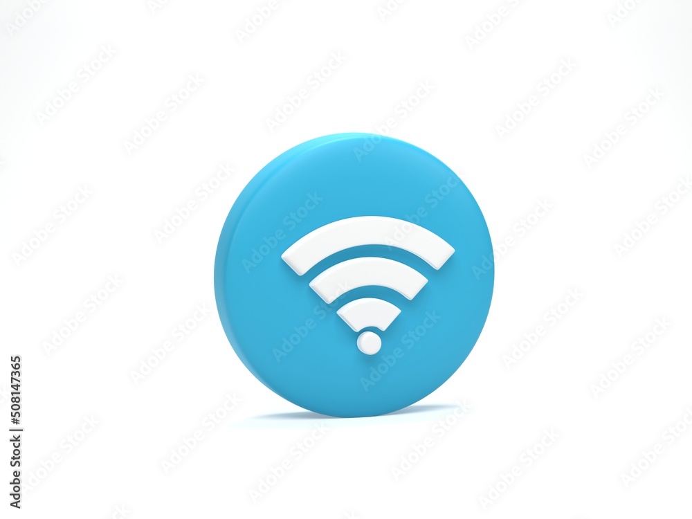 3D rendering, 3D illustration. Icon Wi-Fi, wireless internet network symbol on white background. Minimal concept.